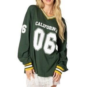 Edikted PACSUN Cali‎ Oversized Green Baseball T-Shirt Size XS